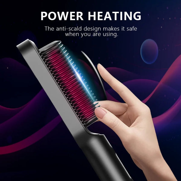 Fast Heat Hair Straightener Comb - LED Display Styling Brush