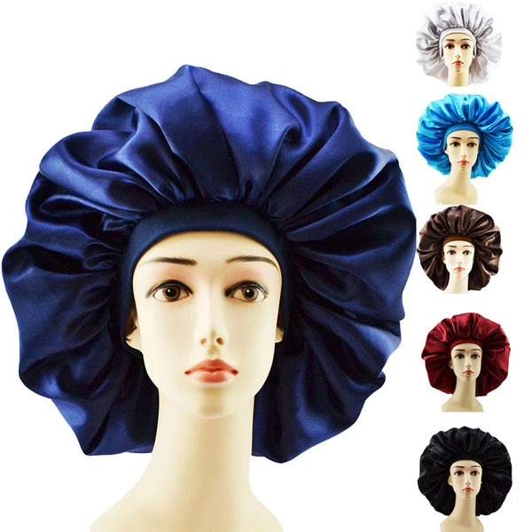 Satin Bonnet for Sleeping - Large Silk Hair Wrap Cap