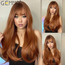 GEMMA Ombre Brown Blonde Synthetic Wig - Long Straight with Bangs