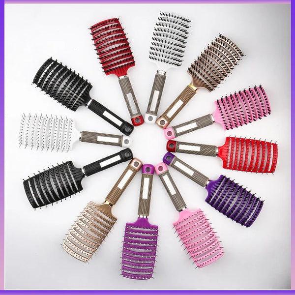 Bristle&Nylon Hair Brush - Scalp Massage Comb for Styling